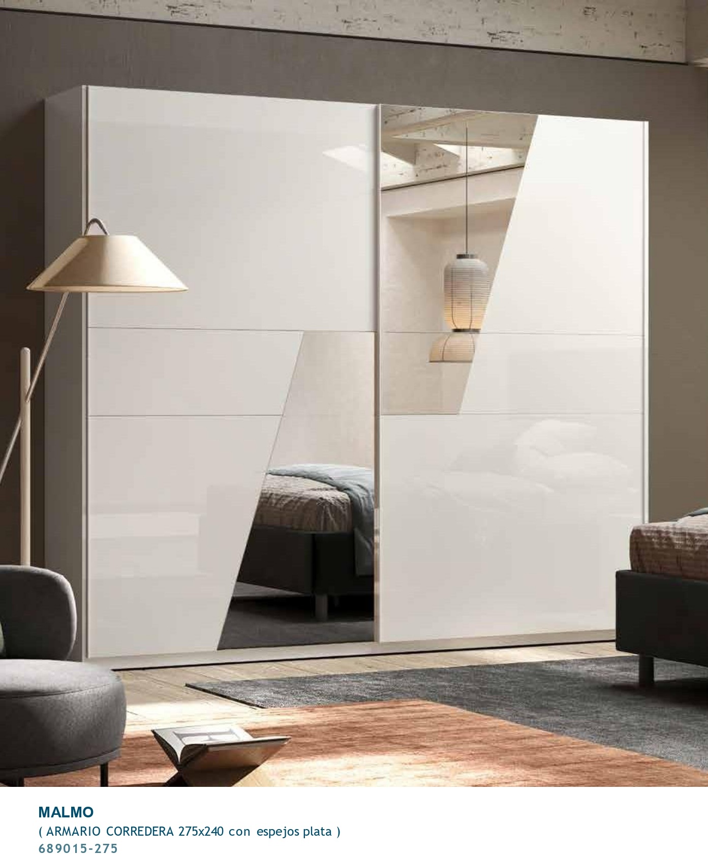 11074-Armario Corredera con espejo plata